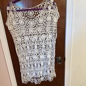 Elegant White Crochet Dress